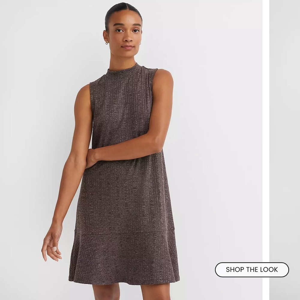 LOFT Mock Neck Flounce Mini Dress